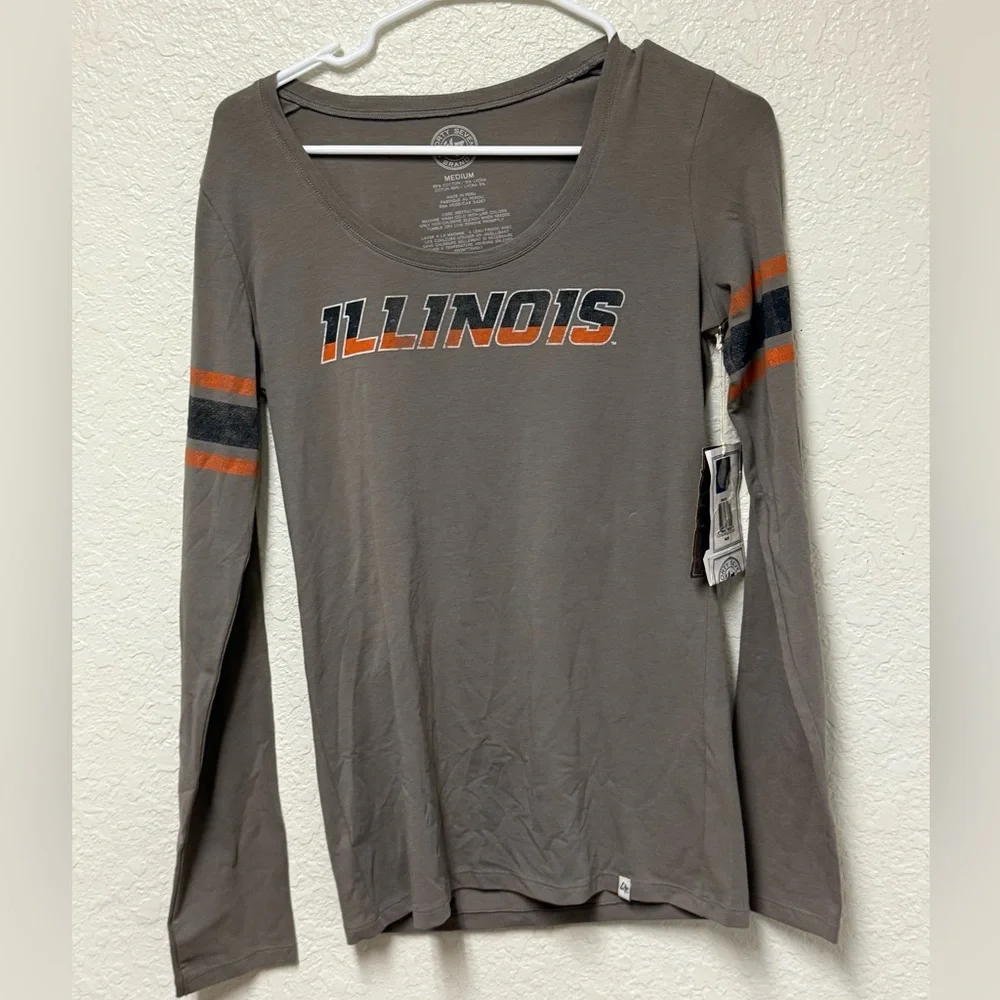 Illinois Women's Long Sleeve Top - Gray and Orange - Picture 1 of 10